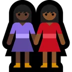 women holding hands: dark skin tone, medium-dark skin tone für Microsoft Plattform