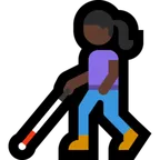 woman with white cane: dark skin tone para la plataforma Microsoft