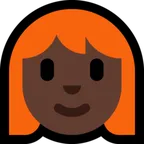 woman: dark skin tone, red hair untuk platform Microsoft