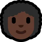 Microsoft platformu için woman: dark skin tone, curly hair