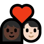 couple with heart: woman, man, dark skin tone, light skin tone para a plataforma Microsoft