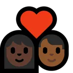 couple with heart: woman, man, dark skin tone, medium-dark skin tone für Microsoft Plattform
