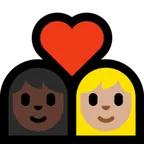 couple with heart: woman, woman, dark skin tone, medium-light skin tone สำหรับแพลตฟอร์ม Microsoft