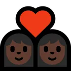 couple with heart: woman, woman, dark skin tone for Microsoft platform