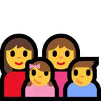 Microsoft 平台中的 family: woman, woman, girl, boy