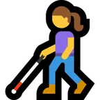 woman with white cane for Microsoft platform