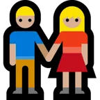 woman and man holding hands: medium-light skin tone สำหรับแพลตฟอร์ม Microsoft