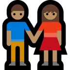 woman and man holding hands: medium skin tone untuk platform Microsoft