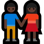 woman and man holding hands: dark skin tone untuk platform Microsoft
