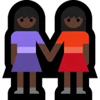 women holding hands: dark skin tone für Microsoft Plattform
