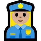 woman police officer: medium-light skin tone for Microsoft platform