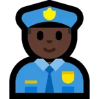 police officer: dark skin tone สำหรับแพลตฟอร์ม Microsoft