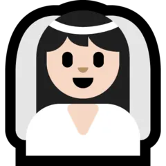 woman with veil: light skin tone for Microsoft platform