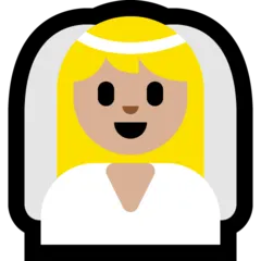 woman with veil: medium-light skin tone pentru platforma Microsoft
