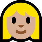 Microsoft cho nền tảng woman: medium-light skin tone, blond hair
