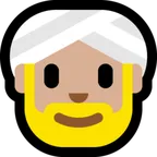 man wearing turban: medium-light skin tone for Microsoft platform