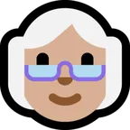 old woman: medium-light skin tone untuk platform Microsoft