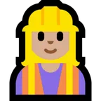 woman construction worker: medium-light skin tone สำหรับแพลตฟอร์ม Microsoft