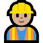 construction worker: medium-light skin tone สำหรับแพลตฟอร์ม Microsoft