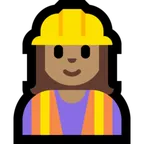 woman construction worker: medium skin tone สำหรับแพลตฟอร์ม Microsoft