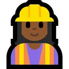 woman construction worker: medium-dark skin tone สำหรับแพลตฟอร์ม Microsoft