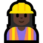 woman construction worker: dark skin tone til Microsoft platform