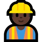 construction worker: dark skin tone สำหรับแพลตฟอร์ม Microsoft