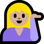 woman tipping hand: medium-light skin tone til Microsoft platform