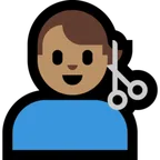 man getting haircut: medium skin tone لمنصة Microsoft