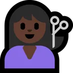 Microsoft dla platformy person getting haircut: dark skin tone