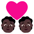 couple with heart: dark skin tone untuk platform Microsoft