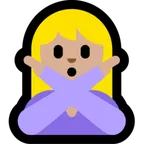 woman gesturing NO: medium-light skin tone para a plataforma Microsoft