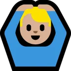 man gesturing OK: medium-light skin tone for Microsoft platform