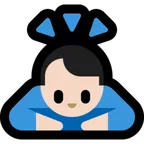 man bowing: light skin tone for Microsoft platform