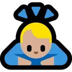 man bowing: medium-light skin tone for Microsoft platform