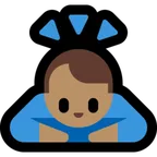 man bowing: medium skin tone til Microsoft platform