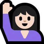 Microsoft dla platformy woman raising hand: light skin tone