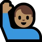 man raising hand: medium skin tone для платформы Microsoft