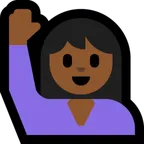 person raising hand: medium-dark skin tone untuk platform Microsoft