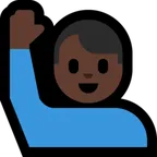 Microsoft dla platformy man raising hand: dark skin tone