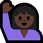 Microsoft dla platformy person raising hand: dark skin tone