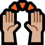 raising hands: medium-light skin tone untuk platform Microsoft