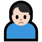man frowning: light skin tone for Microsoft platform