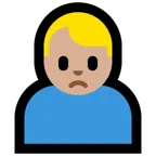 man frowning: medium-light skin tone untuk platform Microsoft