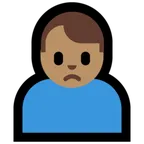 man frowning: medium skin tone voor Microsoft platform