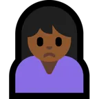 Microsoft dla platformy person frowning: medium-dark skin tone