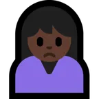 Microsoft প্ল্যাটফর্মে জন্য woman frowning: dark skin tone
