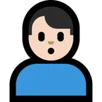 man pouting: light skin tone for Microsoft platform