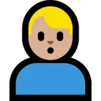 man pouting: medium-light skin tone for Microsoft platform