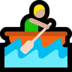man rowing boat: medium-light skin tone for Microsoft platform